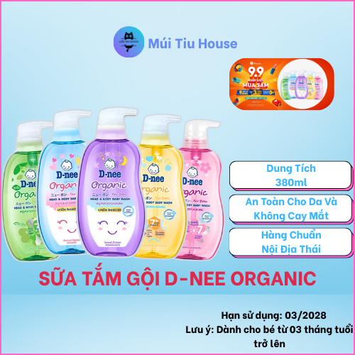 Sữa Tắm Gội Dnee Organic 2 Trong 1 Toàn Thân Cho Bé Dung Tích 380ml