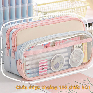 🌟 Túi Bút Màu Phối Dopamine-Hộp Bút Trong Suốt Nhiều Ngăn Dung Lớn-Hộp Đựng Bút Học Sinh Nhật Bản Sáng Tạo Cao Cấp ✨