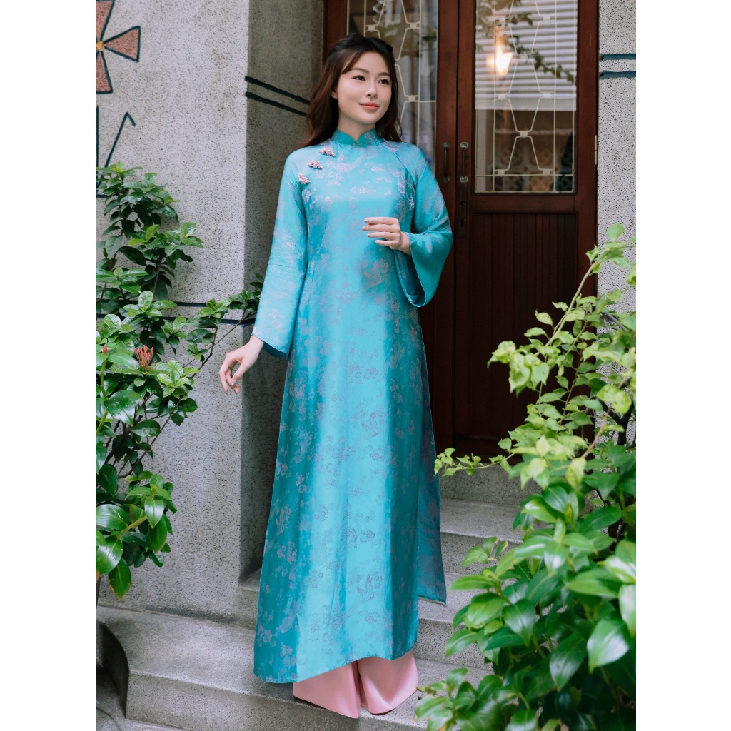 Áo Dài Gấm Lụa Phụng Tiên Cao Cấp Nora Sang Trọng Dáng Suông Nora Couture