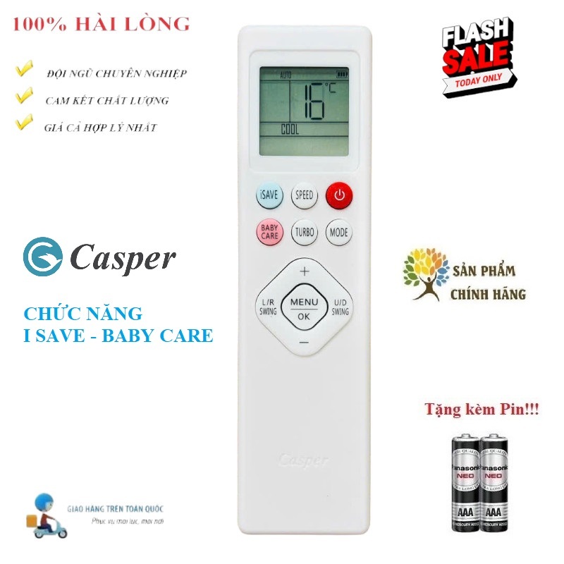 Remote Điều khiển điều hòa Casper 2 chiều Inverter I SAVE BABY CARE- Hàng XỊN mới100% Tặng Pin