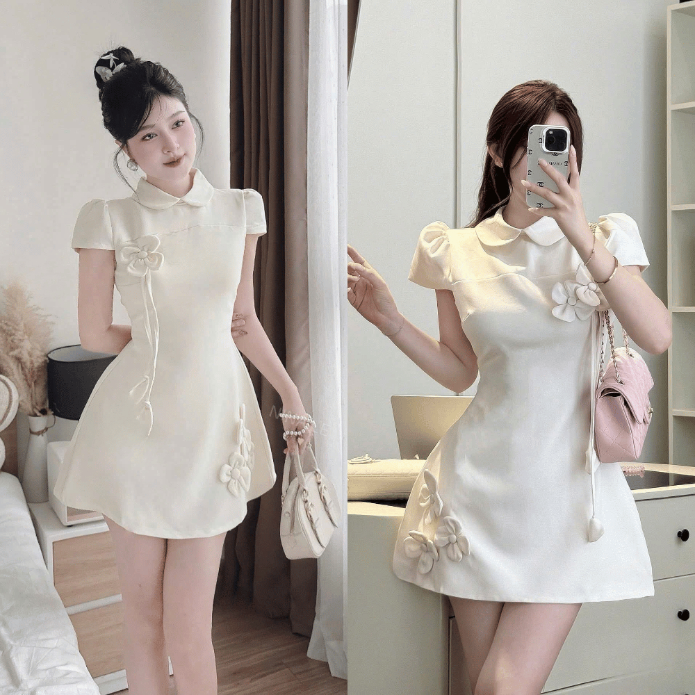 Váy Cổ Sen Tiểu Thư Đính Hoa Nổi 2001 Clothing