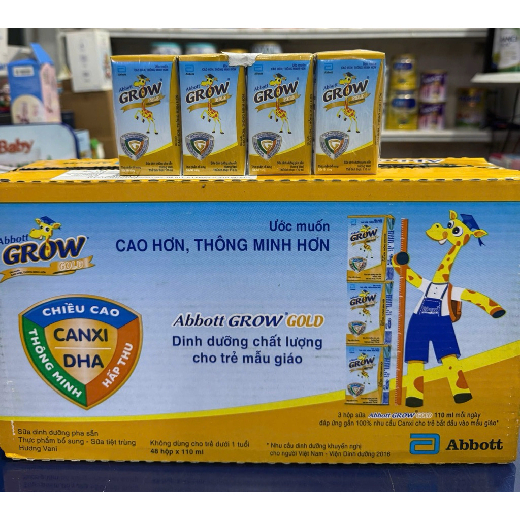 [Combo 3 lốc] Sữa Abbott Grow Gold (hương Vani, pha sẵn)