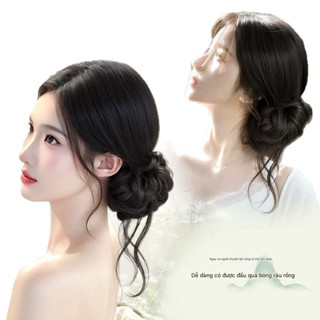  🌸 Tóc Giả Búi Tròn Nữ – Kiểu Cổ Trang Hoa Đ ào Tóc Giả Dạng Búi Lười New Chinese Style 