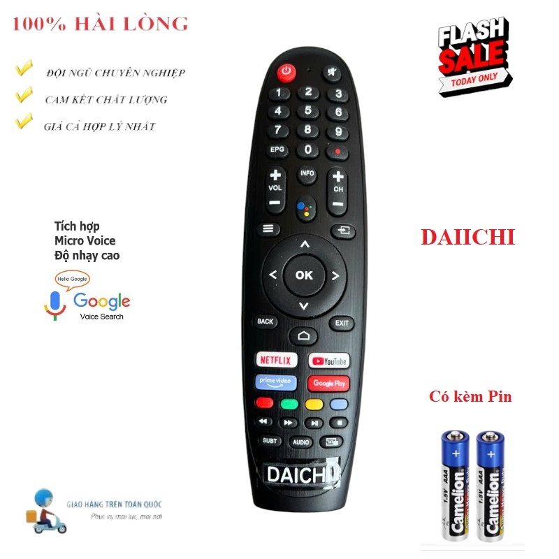 Remote Điều khiển GIỌNG NÓI VOICE TV DAIICHI HÀNG CHUẨN CHẤT LƯỢNG HÃNG theo TV 100% Tặng kèm Pin