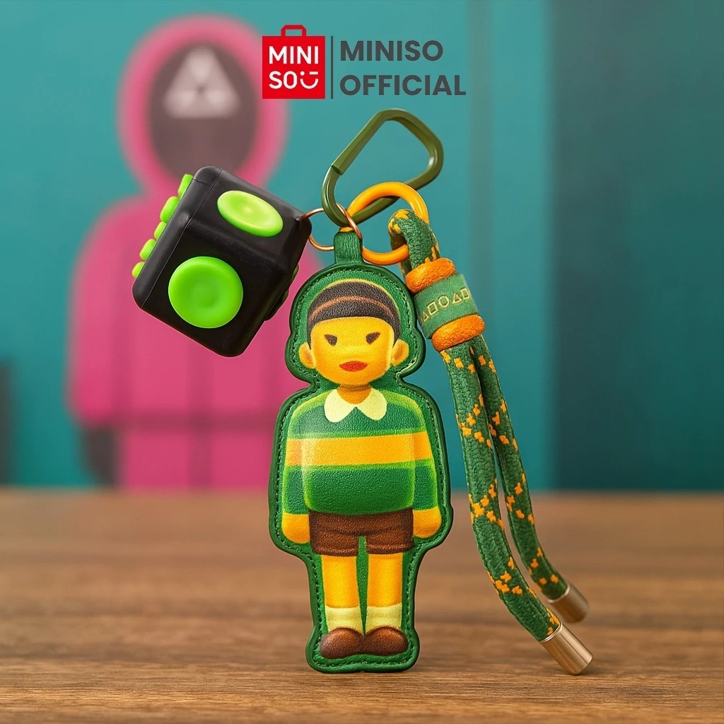 MINISO x SQUID GAME Bộ sưu tập đồ chơi móc khóa giảm căng thẳng Mặt dây treo búp bê nhân vật trò chơ