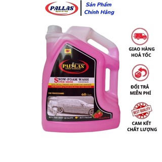DUNG DỊCH RỬA XE BỌT TUYẾT PALLAS 60 - 6 LÍT, HƯƠNG DÂU, RỬA XE Ô TÔ, XE MÁY SIÊU BÓNG