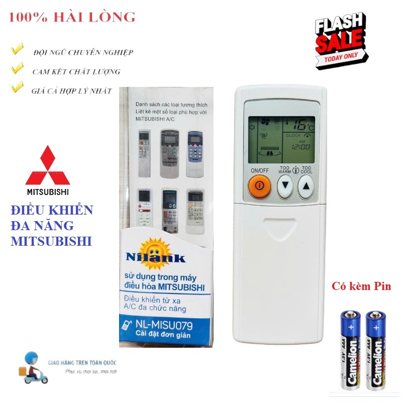 Điều khiển điều hòa ĐA NĂNG Mitsubishi 2 chiều Inverter DÙNG CHO TẤT CẢ CÁC ĐỜI MITSUBISHI