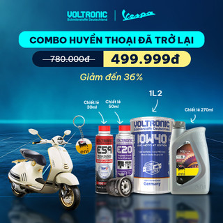 Combo dầu nhớt Voltronic Evo Piaggio 1L2 dành cho Vespa Sprint GTS Liberty Piaggio gồm nhớt máy, nhớt lap, lọc nhớt