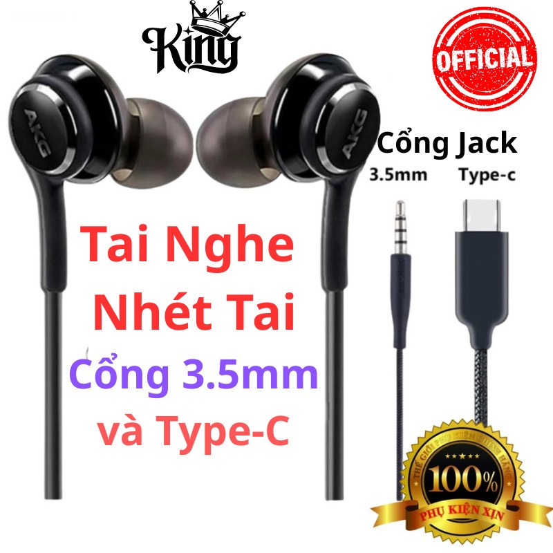 Tai Nghe Samsung AKG - Cổng Type C / 3.5mm | Chống Ồn, Mic Đàm Thoại, Dây Dù Chống Rối, Tặng Núm Phụ
