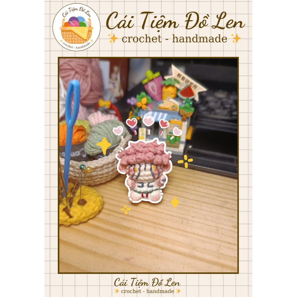 ( ảnh thật ) móc khoá Akaza mini bằng len handmade