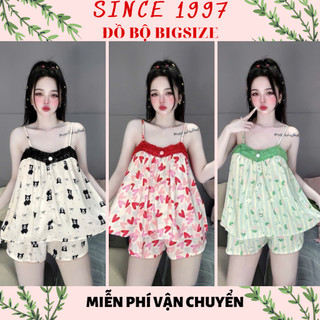   55-90kg  Đồ bộ bigsize ĐÙI 2 DÂY CÁNH TIÊN lụa Mango Since1997 Pijama Đồ ngủ lụa Mango 