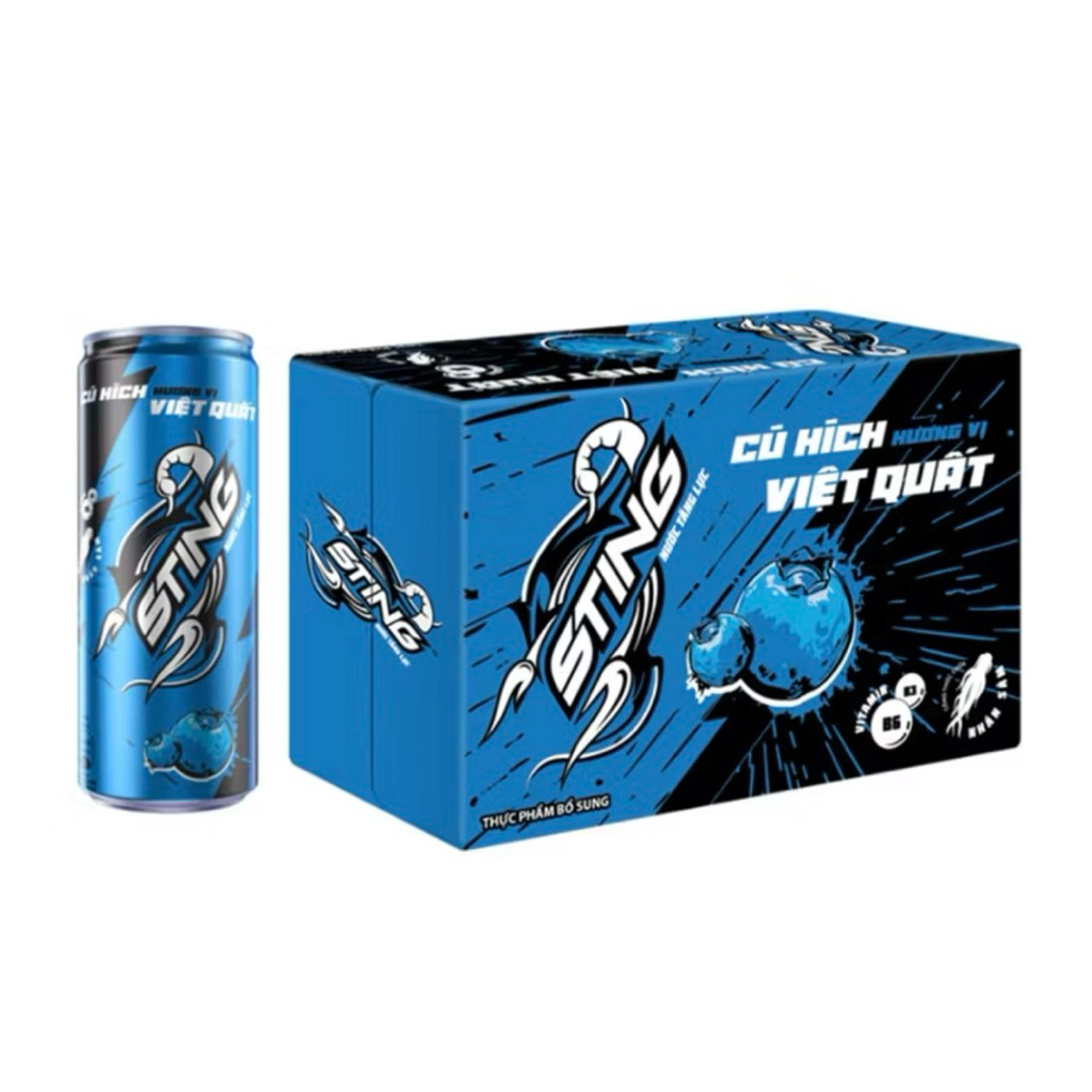 Lon Nước Tăng Lực Sting Xanh Việt Quất (320ml/lon)