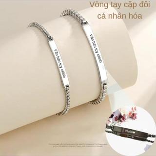  Tùy Chỉnh Khắc Cặp Đôi Vòng Tay Inox DIY Cá Tính Trang Sức Tên Vòng Tay Quà Tặng Ngày Lễ Tình Nhân 