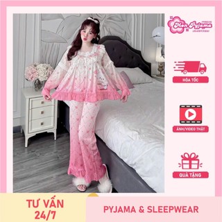  Đồ ngủ dễ thương,đồ bộ nữ đồ mặc nhà,bộ tiểu thư Lụa latin mịn mát nhiều họa tiết cute hottrend  60  