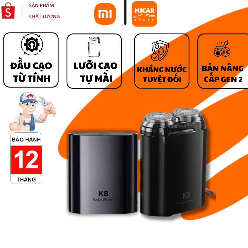 Máy Cạo Râu Xiaomi K8 Pro Gen 2 – Bản Nâng Cấp Lưỡi Dao Kép Chống Rỉ Mài Tự Động Kháng Nước Mini 