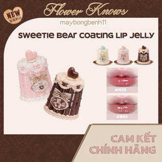  Son thạch dạng hũ FLOWER KNOWS Sweetie Bear Coating Lip Jelly Pot BST mới Bánh Gấu 