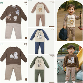 Bộ nỉ đông Uala Rogo dài tay chui đầu bé trai bé gái sơ sinh  vải Cotton Nỉ ấm áp  3888 3812 ualarogo