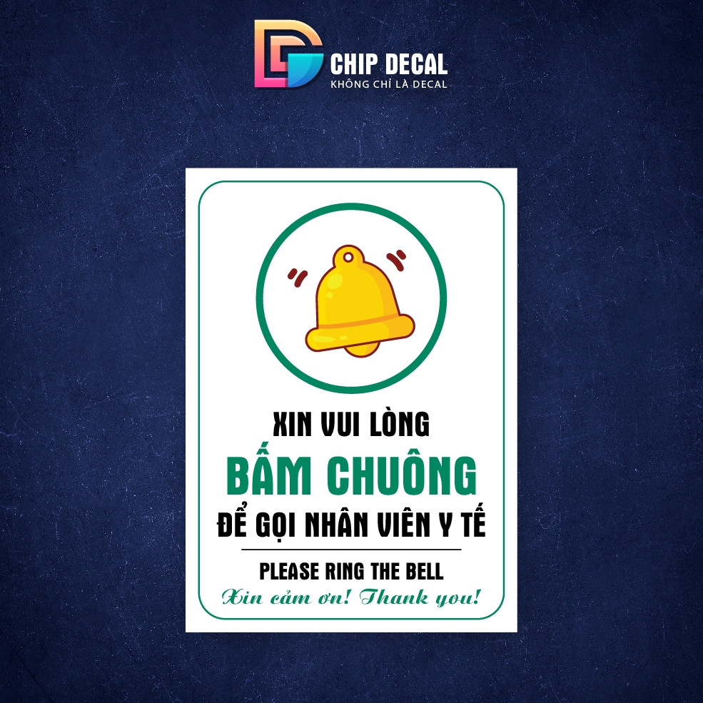 Decal dán Vui Lòng Bấm Chuông, Bảng Nhắc Nhở Bấm Chuông, Biển Bấm Chuông Cửa, BẤM CHUÔNG ĐỂ GỌI NHÂN