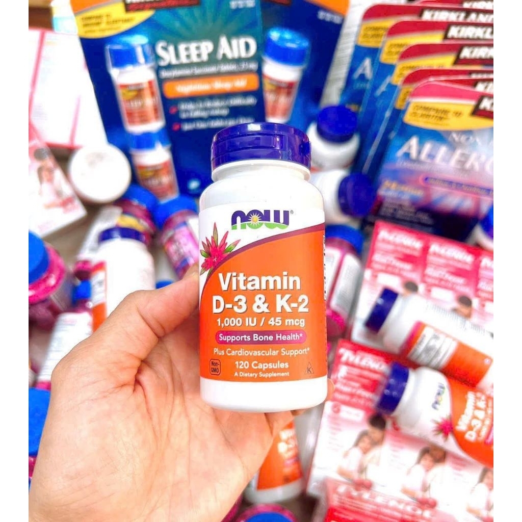 NOW VITAMIN D3 1000IU + K2 45MCG - TĂNG CƯỜNG KHẢ NĂNG XƯƠNG KHỚP, HỆ MIỄN DỊCH (120 VIÊN)