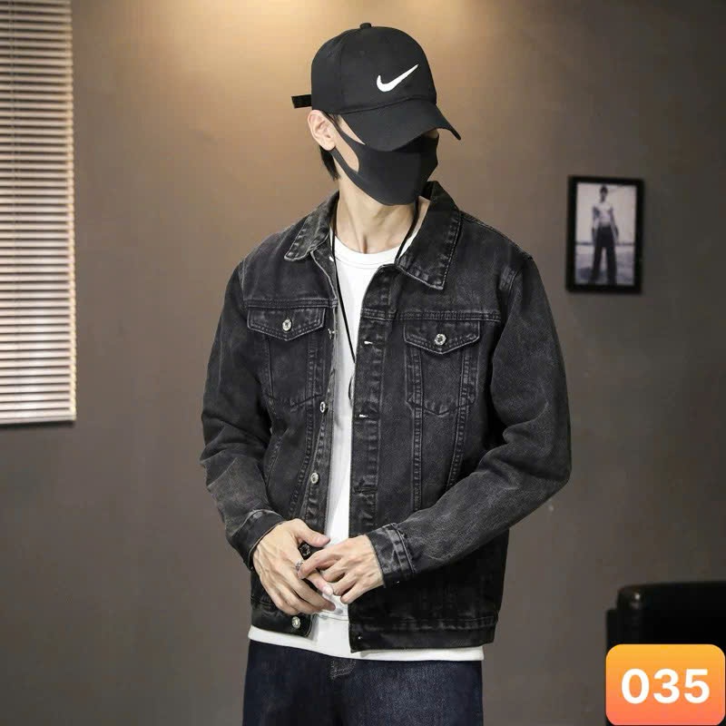 Áo khoác jean nam màu xám đậm không rách chất bò cao cấp co dãn 4 chiều, áo khoác rin nam đẹp HAVADO