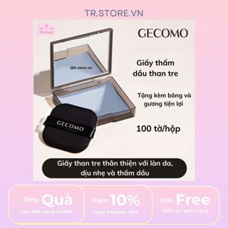 Giấy Thấm Dầu Gecomo 100 Tờ Than Tre Hoạt Tính - Kèm Hộp Gương & Bông Mút Tiện Lợi