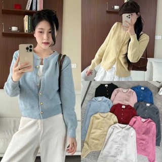 Áo cardigan len Maia nữ lông thỏ dày tay dài cúc đồng basic hàng QC giữ ấm mùa đông 609 P0K23