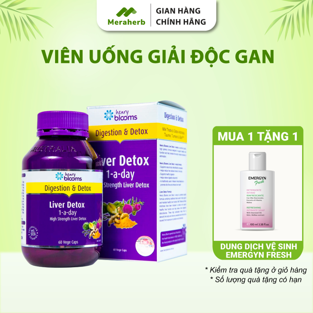 Viên Uống Giải Độc Gan, Hạ Men Gan Liver Detox 1-A-Day Henry Blooms