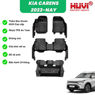 [TẶNG LÓT CỐP] Thảm lót sàn xe KIA CARENS bản Luxury 2023 đến nay phiên bản 3D tràn viền Thảm đúc HUVI CAO CẤP