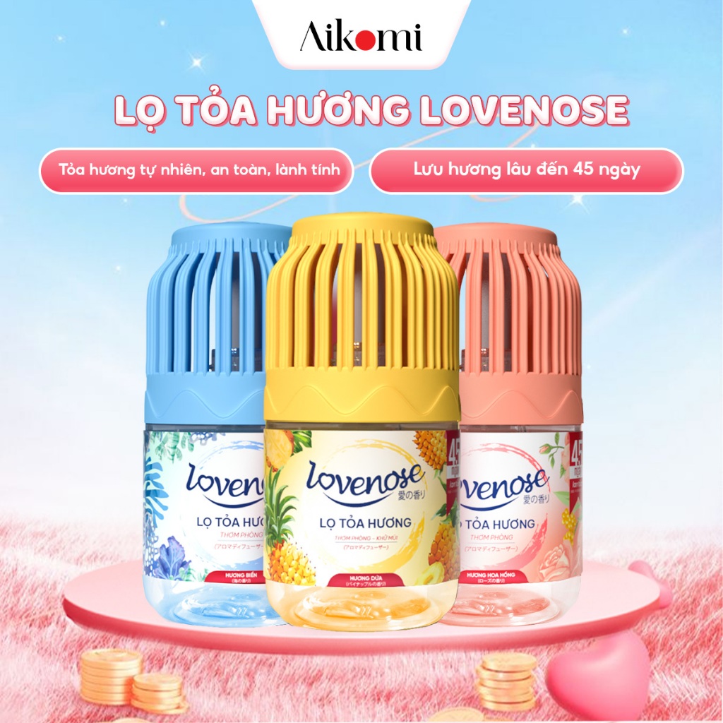 Lọ tỏa hương Lovenose hương thơm tự nhiên dễ chịu sáp thơm phòng khử mùi thế hệ mới 45 ngày - 180ml