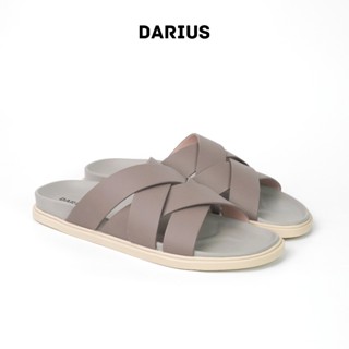  Dép Da Nam Quai Ngang Thương Hiệu DARIUS D356 Xám Chất Liệu Da Microfiber Đế Cao Su Cao Cấp Sang Trọng Bảo Hành 6 Tháng 