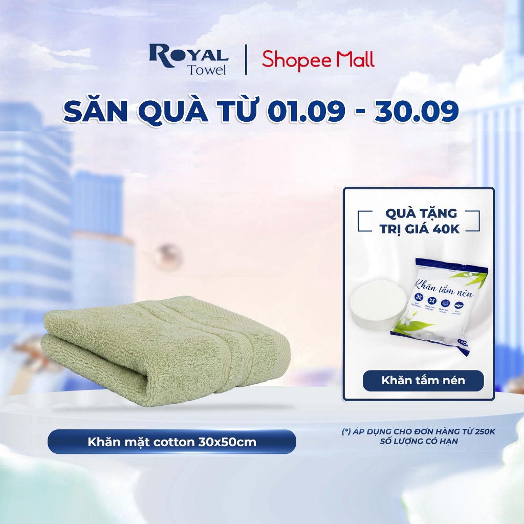 Khăn Mặt Royal Towel 30x50cm 100% Cotton Mềm Mại, Thấm Hút, Kháng Khuẩn