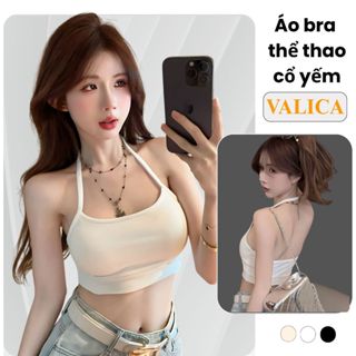 Áo bra nữ cotton mút đệm  đi biển màu xinh  - Áo 2 dây nữ  cột dây cổ yếm hở lưng VALICA B8703