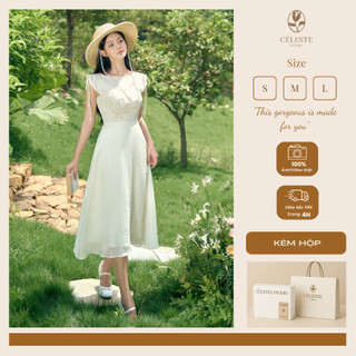 [LIMITED] CÉLESTE - Váy tơ dài phối gấm Aimee dress