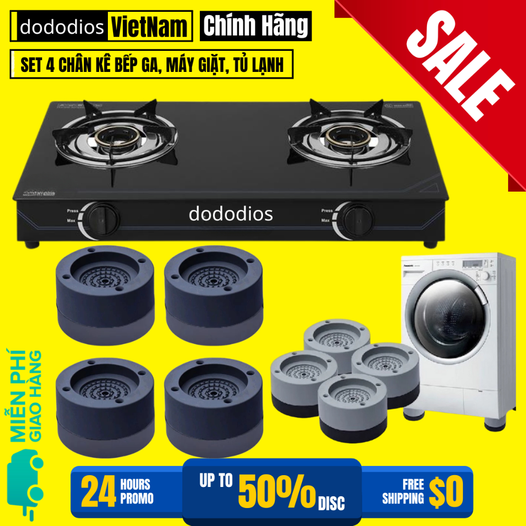 [LOẠI 1 - XỊN CAO CẤP] Kê Chân Bếp Gas, Chân Kê Máy Giặt Tủ Lạnh Chống Rung Giảm ồn, Đế Chân Kê Bếp Ga, Set 4 Đế Chân Kê