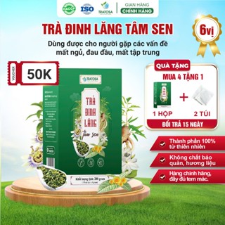 Trà đinh lăng tâm sen TRATOSA 6 Vị thảo dược - 50 túi lọc giúp an thần, ngủ ngon, sâu giấc