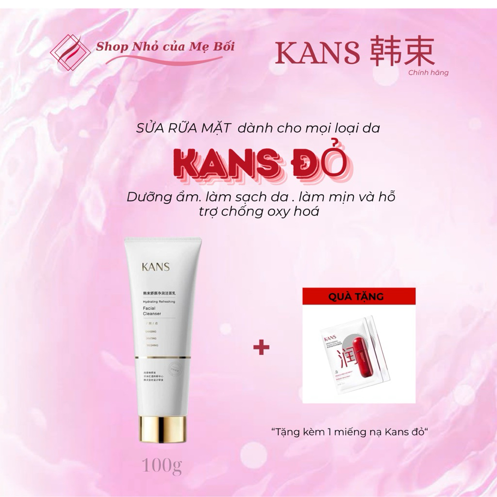 Sữa rửa mặt Kans 100g làm mịn da và làm sạch bụi bẩn phù hợp với mọi loại da