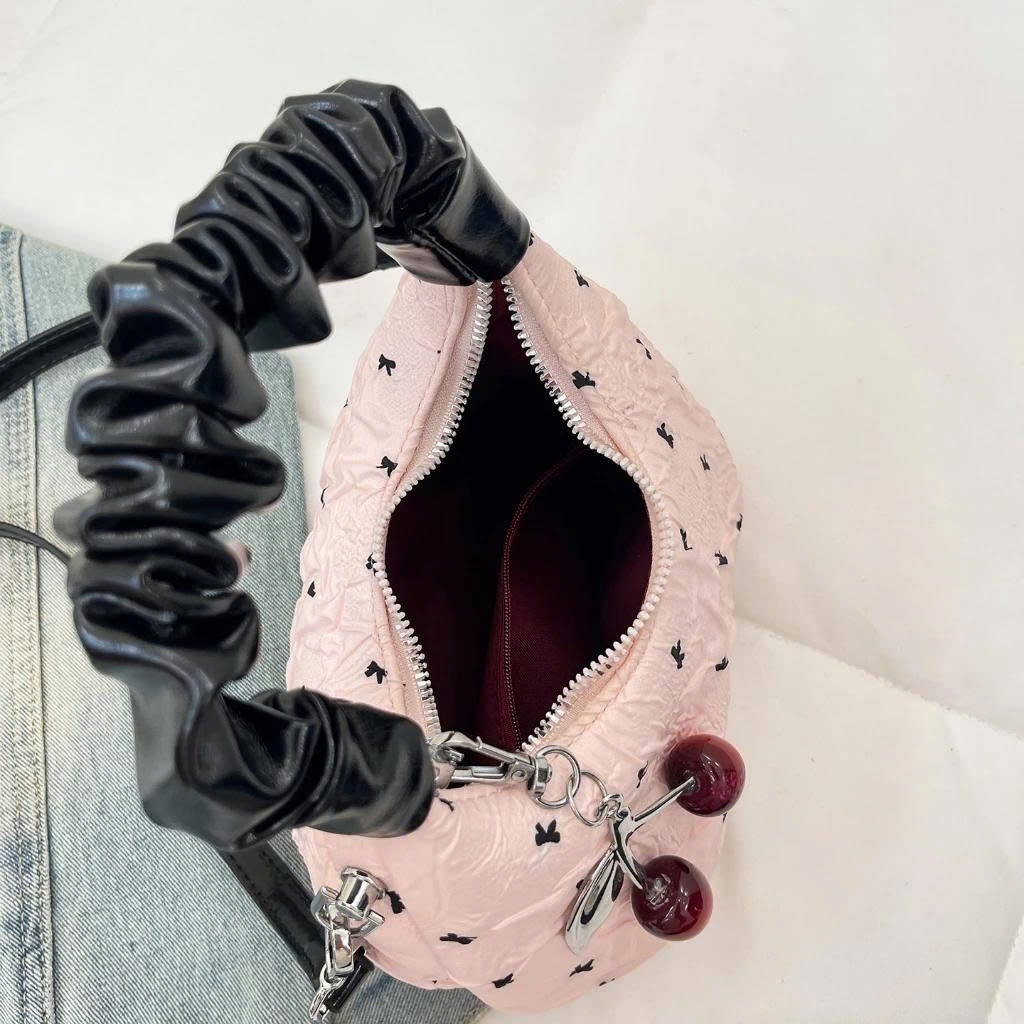 Túi xách đeo chéo, tay cầm dáng scrunchy họa tiết nơ dễ thương - DK170 | BigBuy360 - bigbuy360.vn