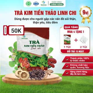 Trà kim tiền thảo linh chi TRATOSA 9 Vị thảo dược, 60 túi lọc tốt cho thận hoàn toàn từ thiên nhiên