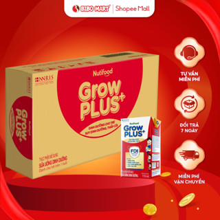 Thùng 48 Hộp Sữa Pha Sẵn GrowPLUS+ Đỏ Có Đường Hỗ Trợ Tiêu Hóa Tăng Cân Dành Cho Bé 110ml 180ml - Bibomart