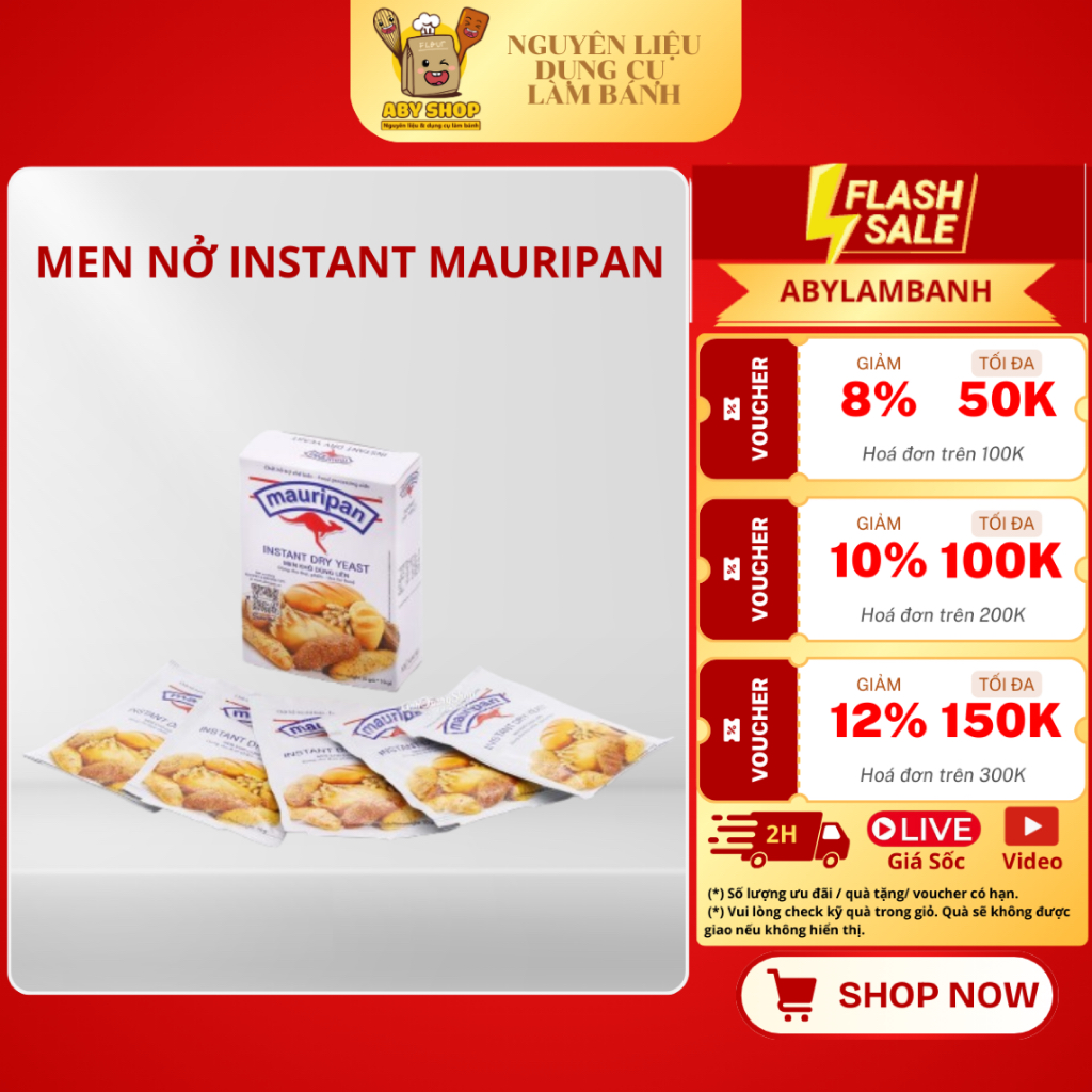 MEN NỞ INSTANT MAURIPAN - 10gram men lạt làm bánh mì, men bánh bò / pizza, men nhí