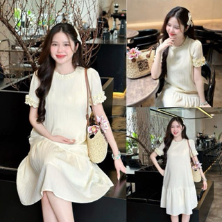  EVERMOM l Đầm bầu Kana đuôi cá cổ bèo tay bèo vải xốp hàn 