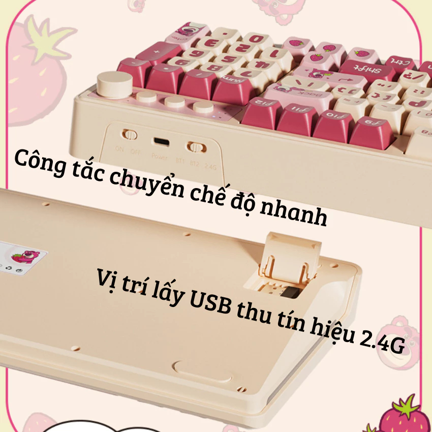 Bàn phím giả cơ không dây Bluetooth/2.4G D98 Phím Led Pin Sạc 2000mAh cho văn phòng kết nối Laptop máy tính điện thoại | BigBuy360 - bigbuy360.vn