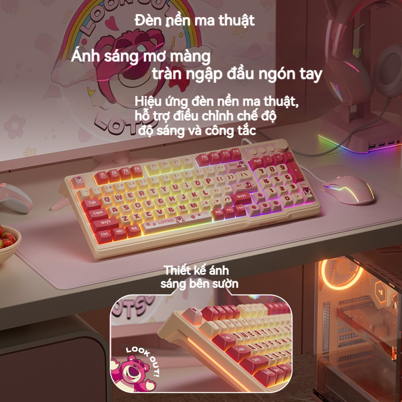 Bàn phím giả cơ không dây Bluetooth/2.4G D98 Phím Led Pin Sạc 2000mAh cho văn phòng kết nối Laptop máy tính điện thoại | BigBuy360 - bigbuy360.vn