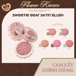    Bản Trung   Phấn Má Hồng Có Nhũ FLOWER KNOWS Sweetie Bear Satin Blush BST mới Bánh Gấu 
