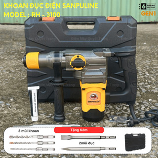 Máy Khoan Đục Bê Tông Điện 2 Chức Năng Sanpuline RH - 3100 Công Suất 1050W Chuẩn Dây Đồng Tặng 2 Mũi Đục 3 Mũi Khoan
