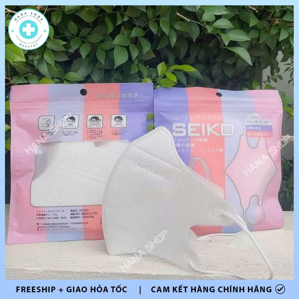 Thùng 100 Cái Khẩu Trang 5D SEIKO Hàng Chính Hãng 3 Lớp Kháng Khuấn Lọc Bụi Mịn Chống Tia UV