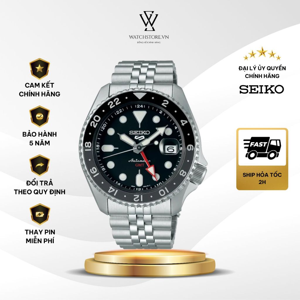 Đồng hồ Seiko 5 Sports GMT SSK001K1 Kính Hardlex  Automatic Mặt Số 42.5mm, Trữ cót 41 giờ