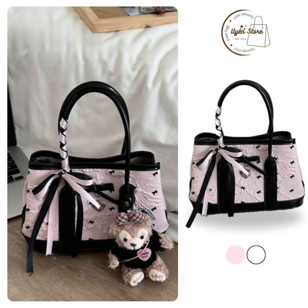Túi xách cầm tay họa tiết nơ xinh xắn, dễ thương - DK172
