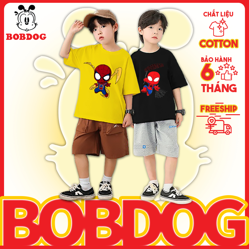 BST áo ba lỗ bé trai BOBDOG, áo thun 3 lỗ bé trai in hình người nhện spiderman dễ thương cho bé