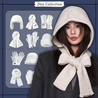  Combo Khăn Quàng Cổ Unisex Găng Tay Mũ Len Thu Đông Tone Trắng Xinh Xắn MERRY CHRISMAS - Mã TH011 